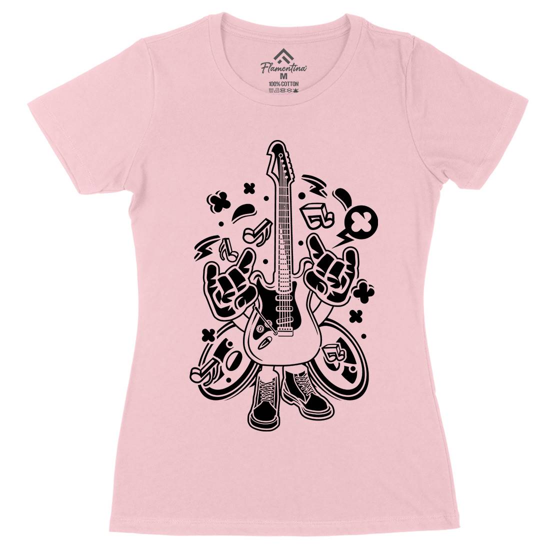 Electric Guitar Womens Organic Crew Neck T-Shirt Music C105