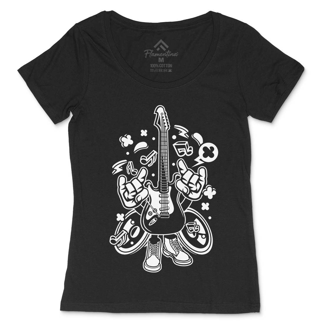Electric Guitar Womens Scoop Neck T-Shirt Music C105