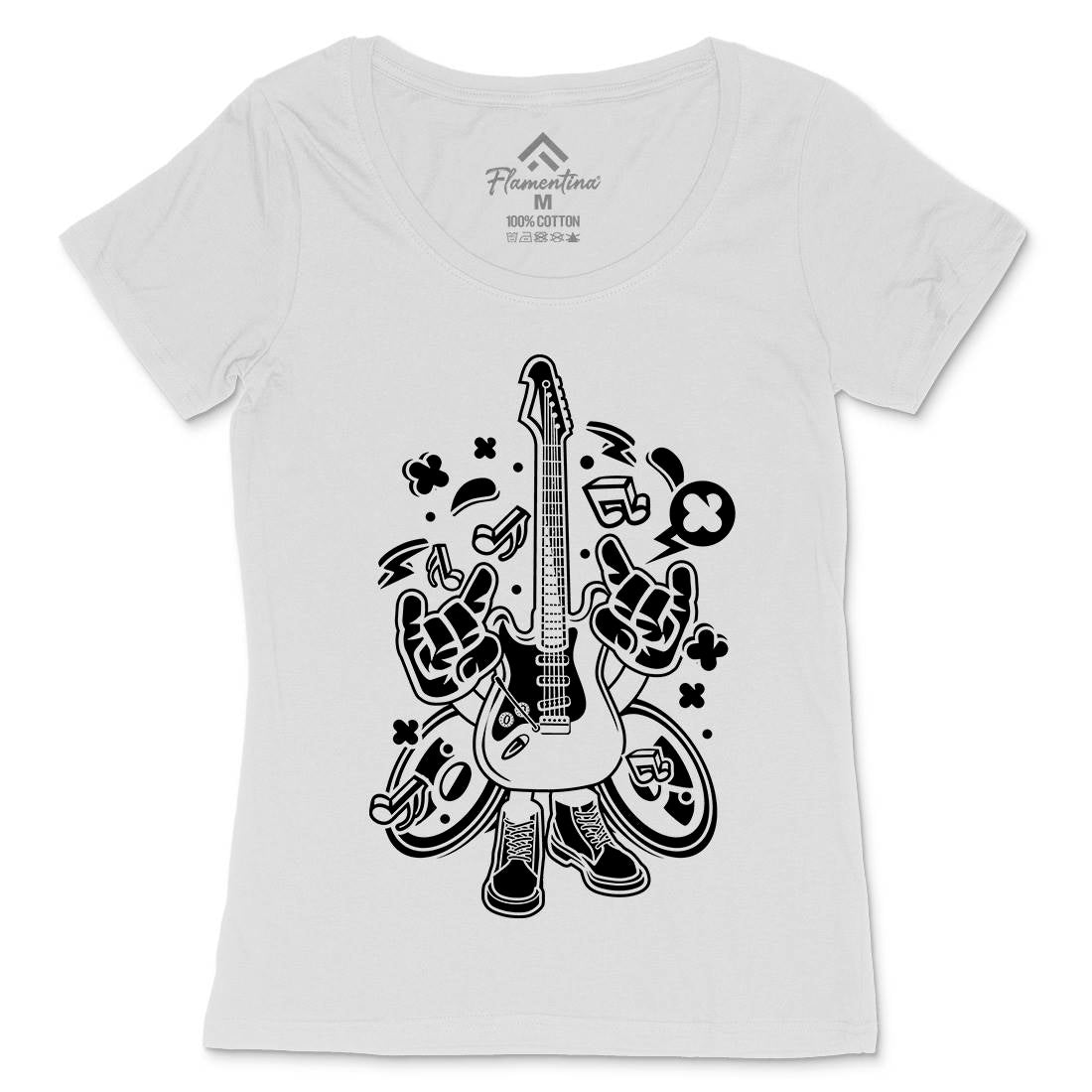 Electric Guitar Womens Scoop Neck T-Shirt Music C105