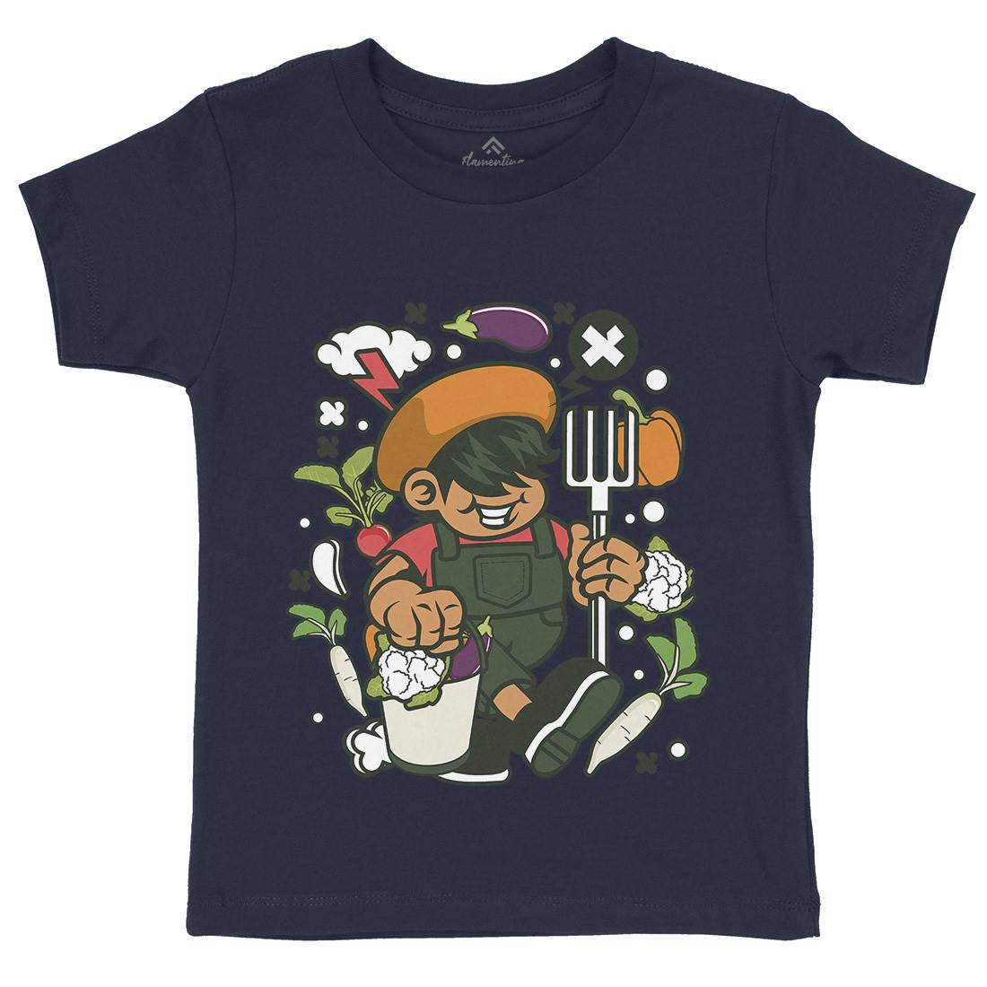 Farmer Kid Kids Crew Neck T-Shirt Retro C106