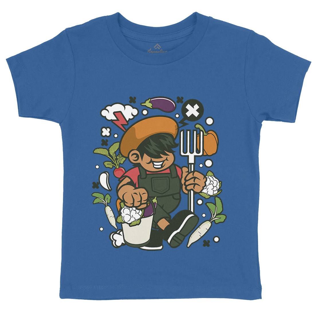 Farmer Kid Kids Organic Crew Neck T-Shirt Retro C106