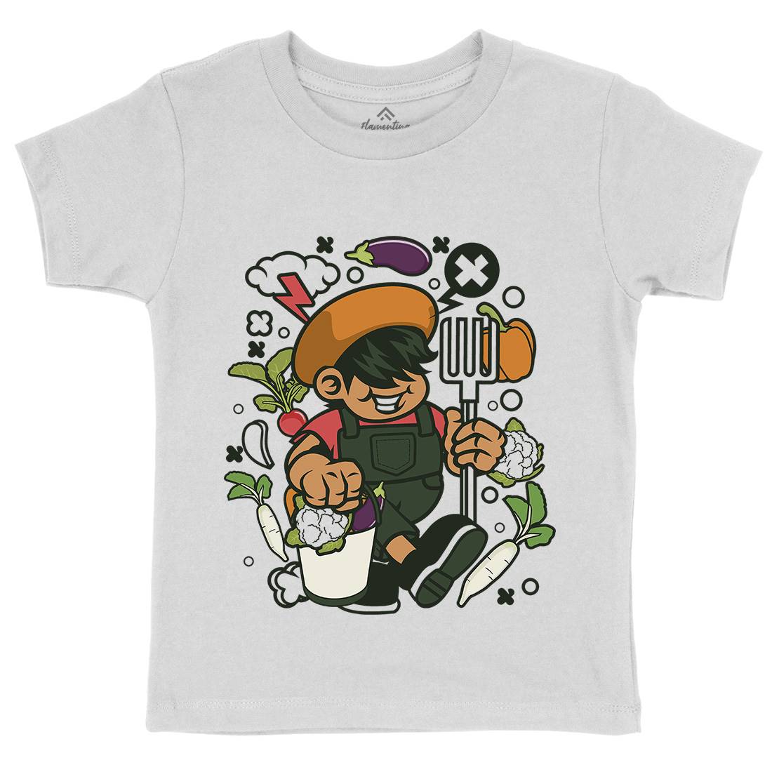 Farmer Kid Kids Crew Neck T-Shirt Retro C106