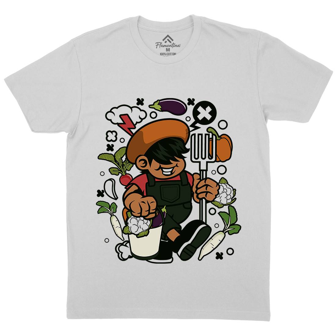 Farmer Kid Mens Crew Neck T-Shirt Retro C106