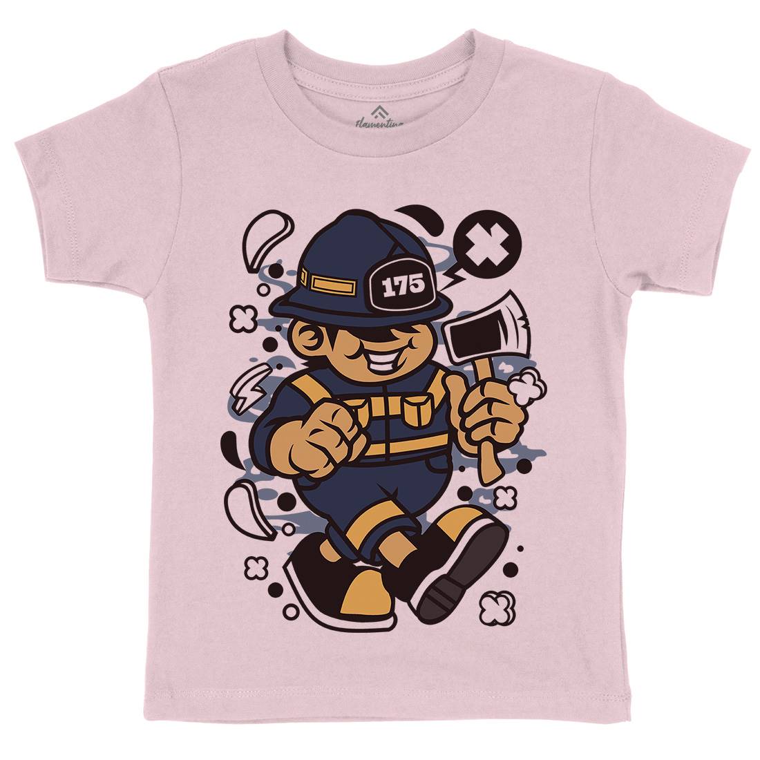 Firefighter Fat Kid Kids Crew Neck T-Shirt Firefighters C107