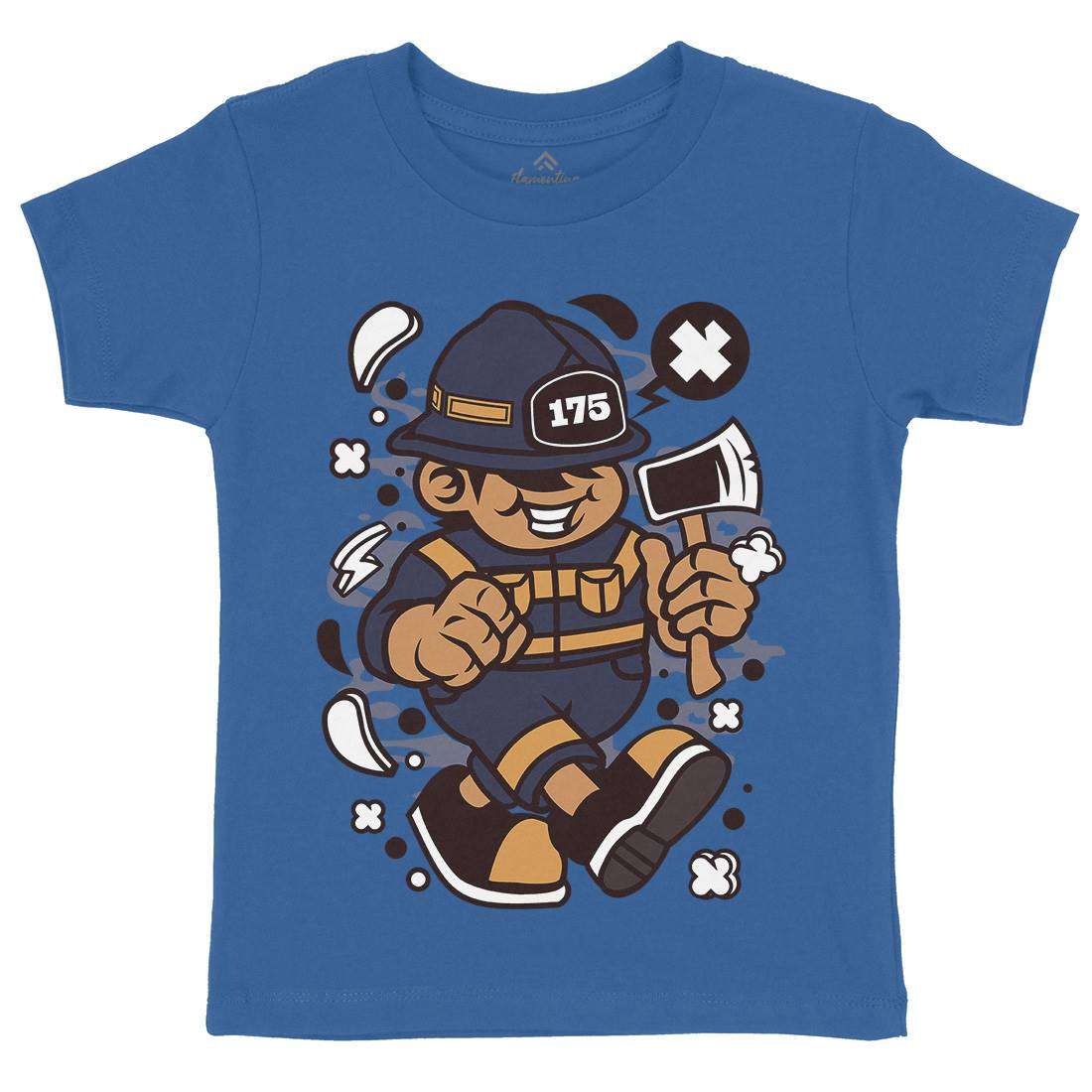 Firefighter Fat Kid Kids Organic Crew Neck T-Shirt Firefighters C107