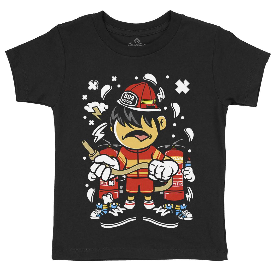 Firefighter Kid Kids Organic Crew Neck T-Shirt Firefighters C108