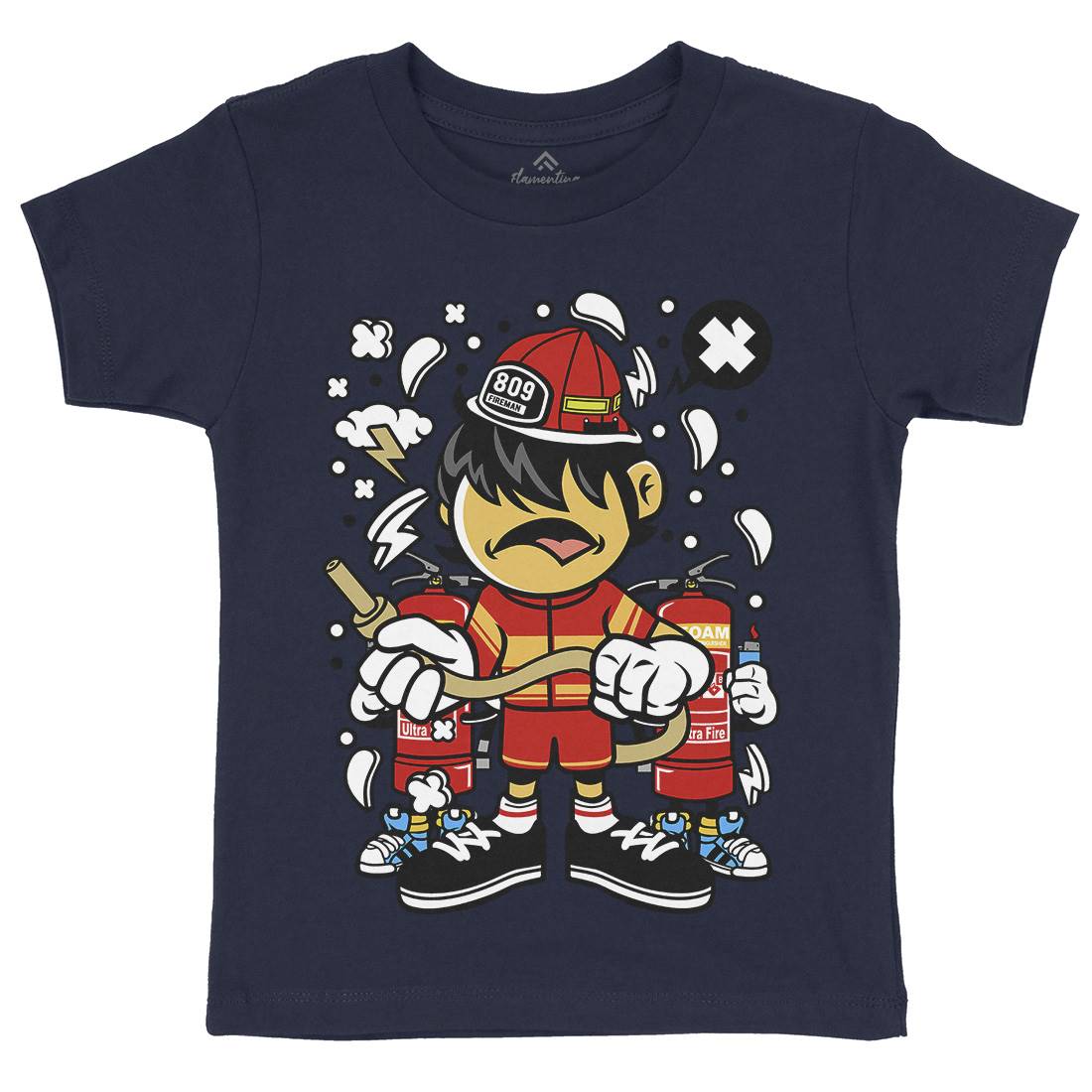 Firefighter Kid Kids Crew Neck T-Shirt Firefighters C108