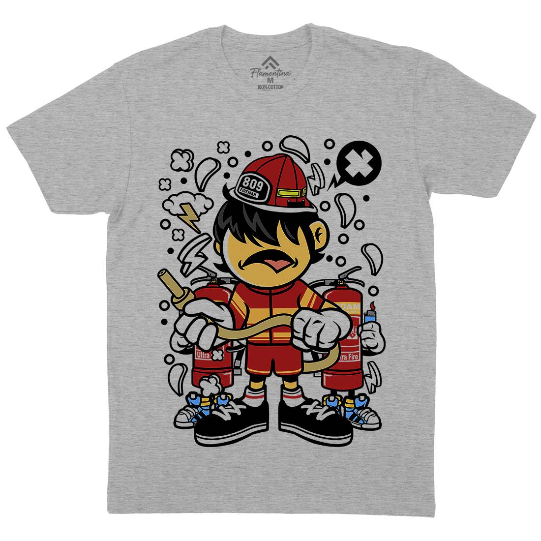 Firefighter Kid Mens Crew Neck T-Shirt Firefighters C108