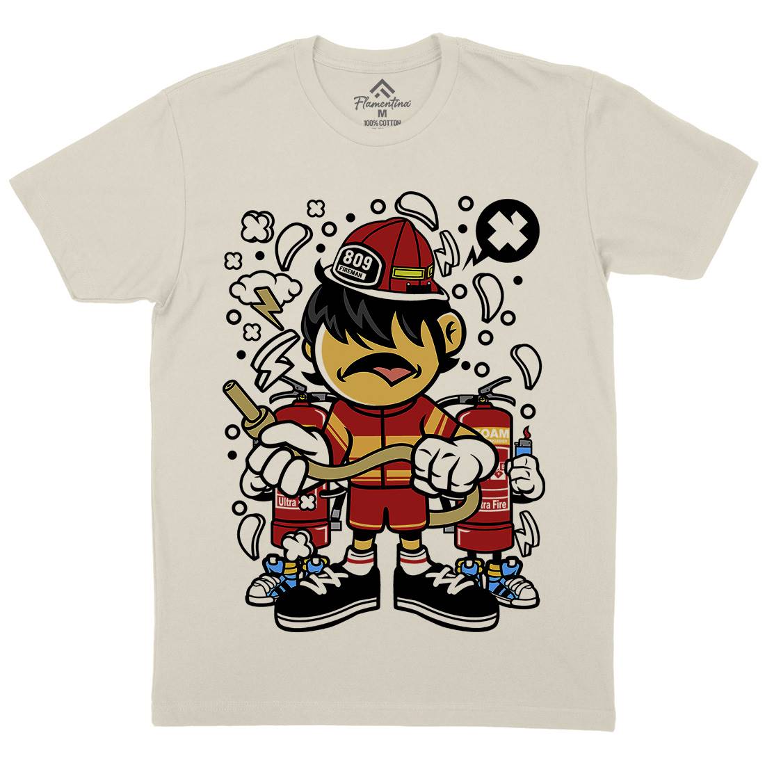 Firefighter Kid Mens Organic Crew Neck T-Shirt Firefighters C108