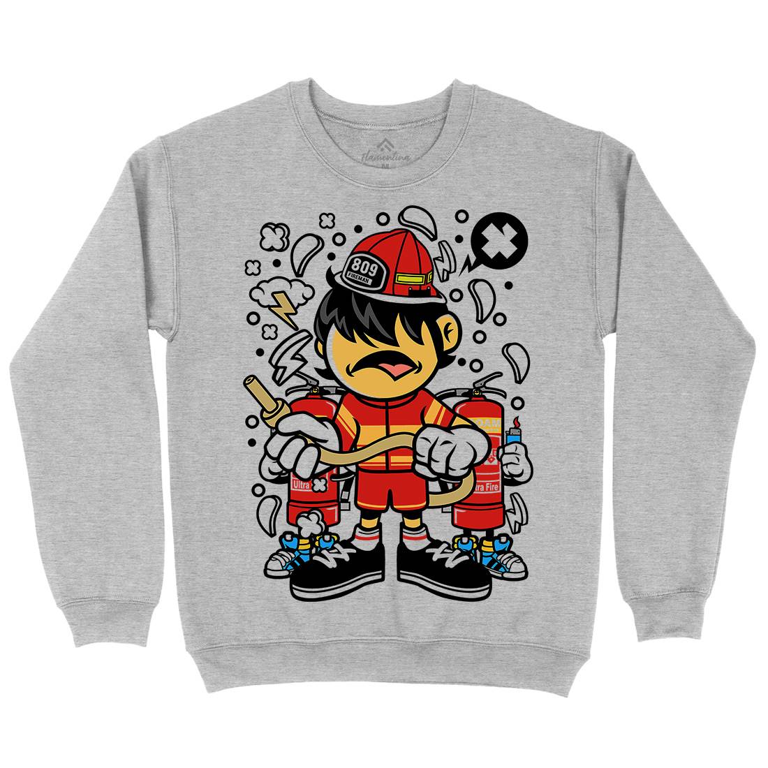 Firefighter Kid Mens Crew Neck Sweatshirt Firefighters C108