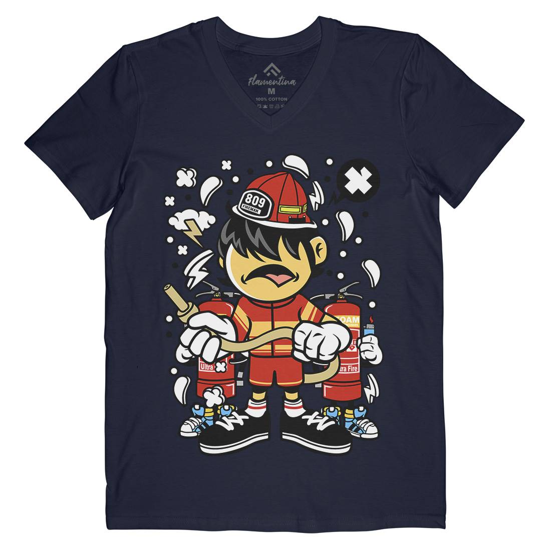 Firefighter Kid Mens V-Neck T-Shirt Firefighters C108
