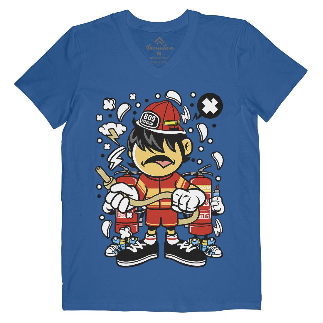 Firefighter Kid Mens V-Neck T-Shirt Firefighters C108