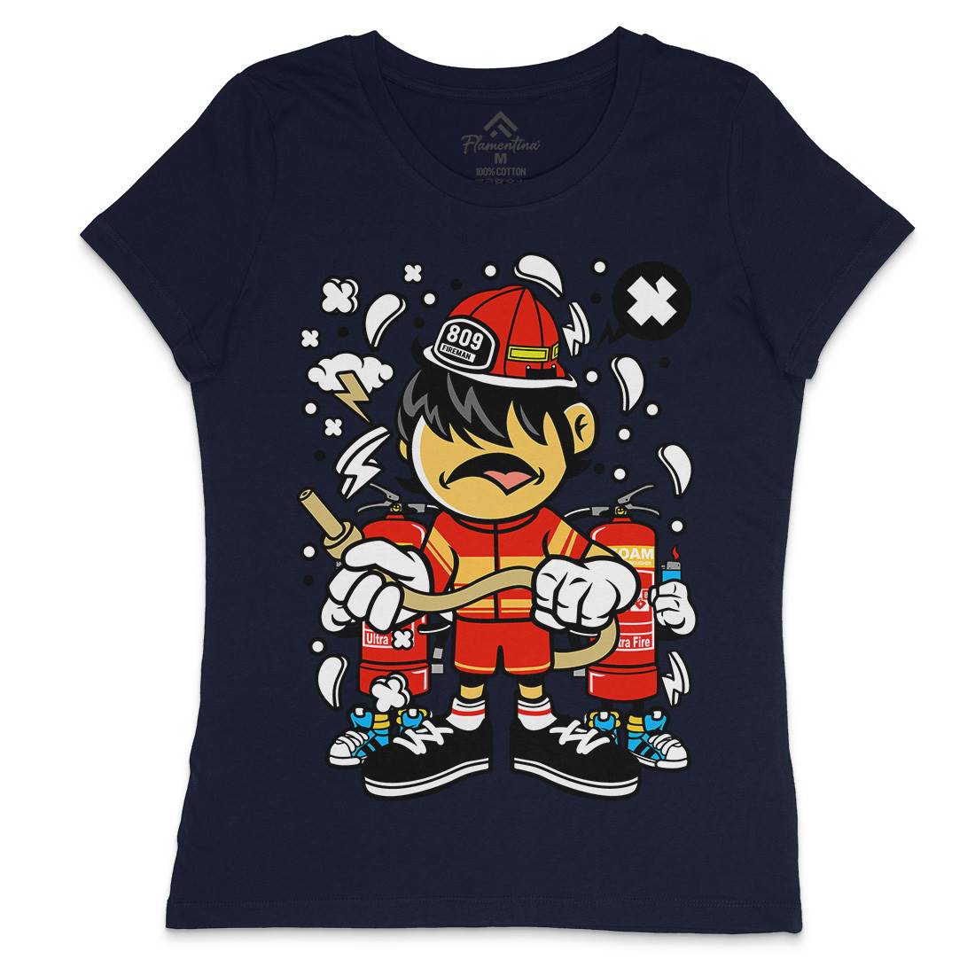 Firefighter Kid Womens Crew Neck T-Shirt Firefighters C108