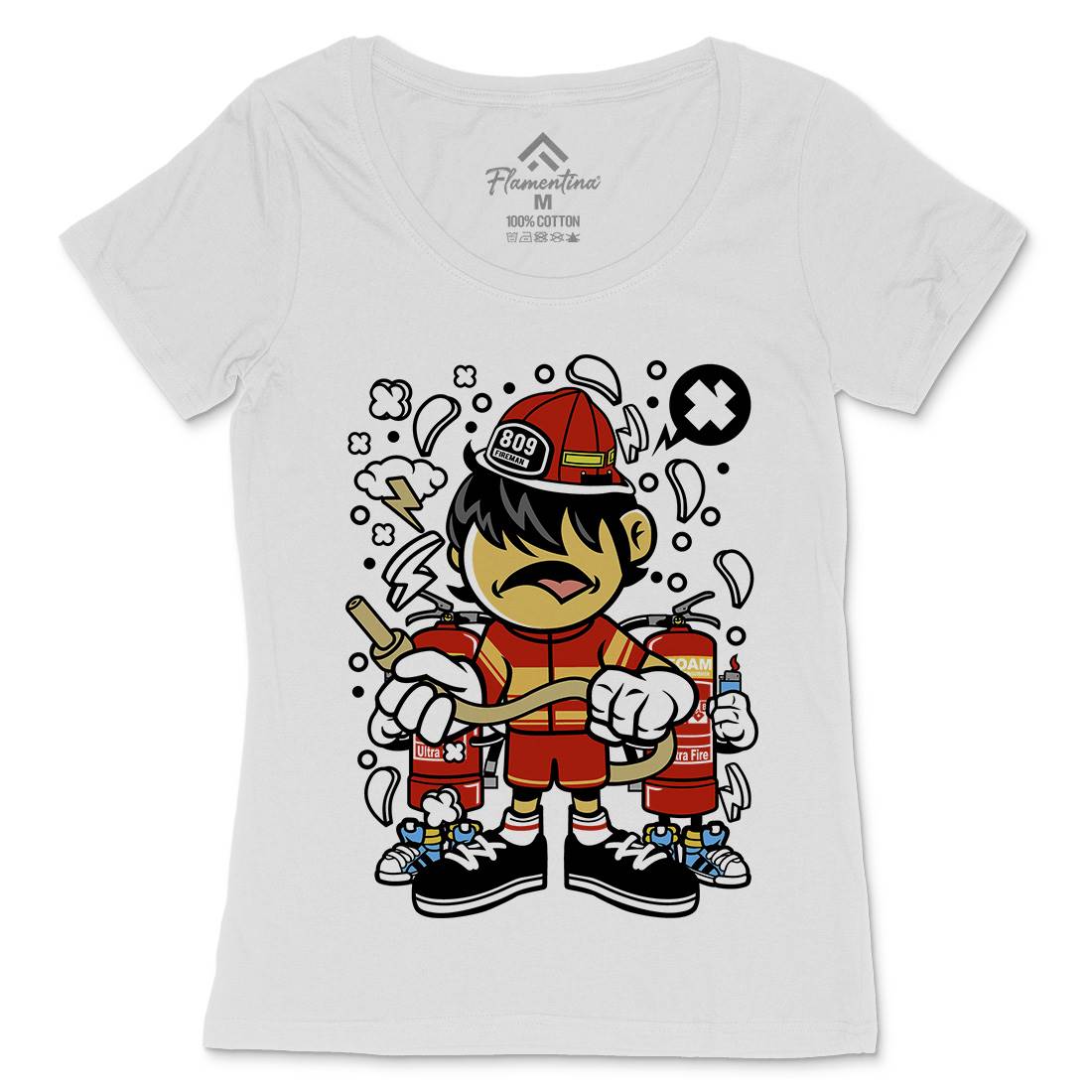 Firefighter Kid Womens Scoop Neck T-Shirt Firefighters C108