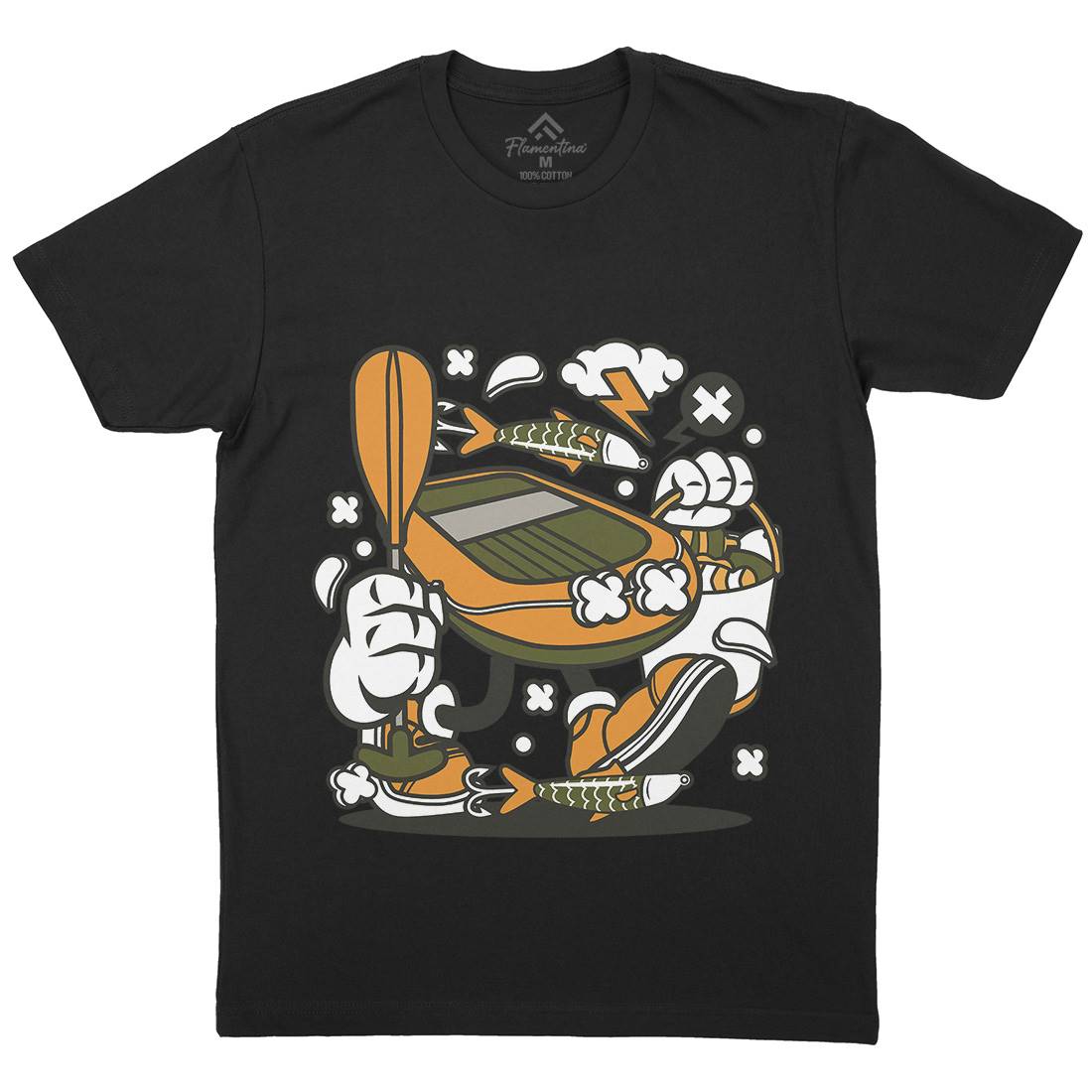Boat Mens Organic Crew Neck T-Shirt Fishing C109