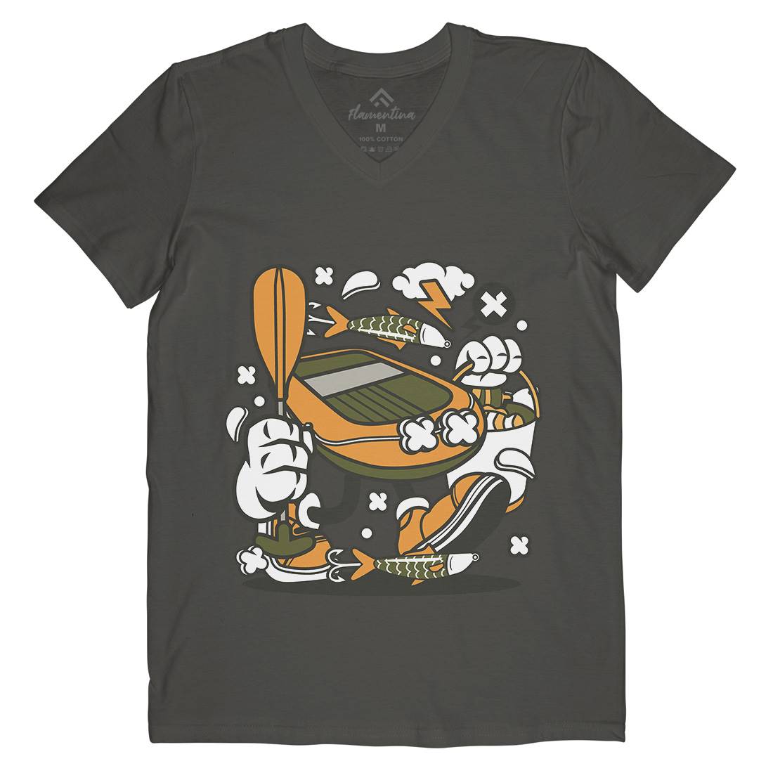 Boat Mens V-Neck T-Shirt Fishing C109