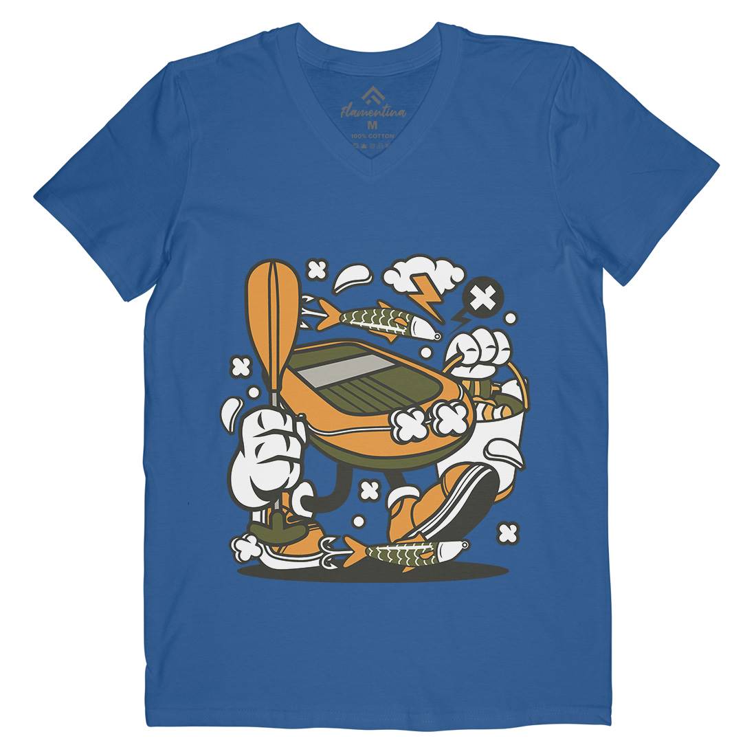 Boat Mens V-Neck T-Shirt Fishing C109