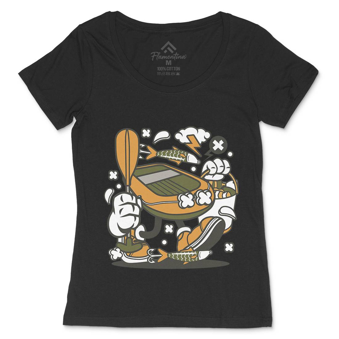 Boat Womens Scoop Neck T-Shirt Fishing C109