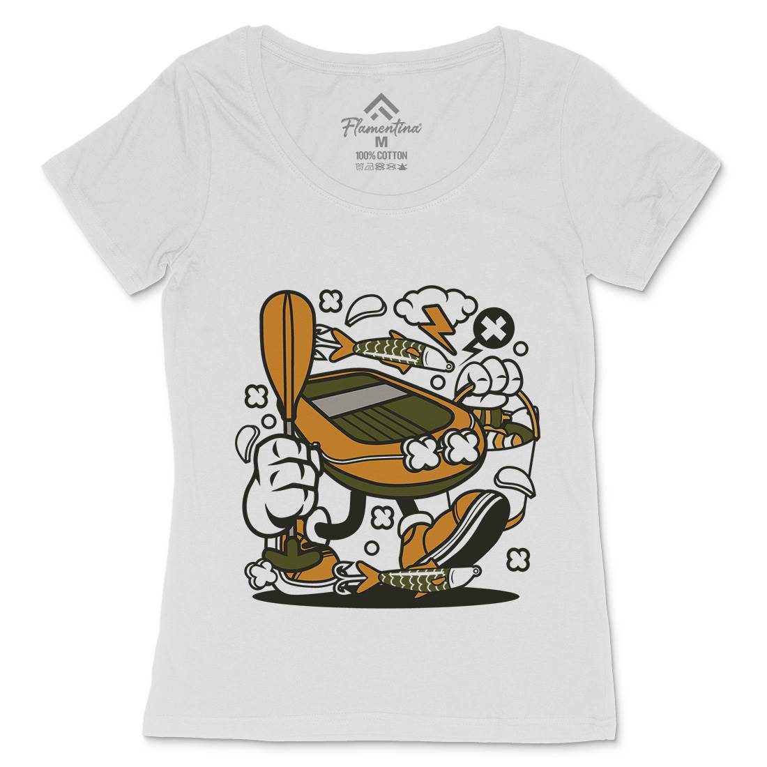 Boat Womens Scoop Neck T-Shirt Fishing C109