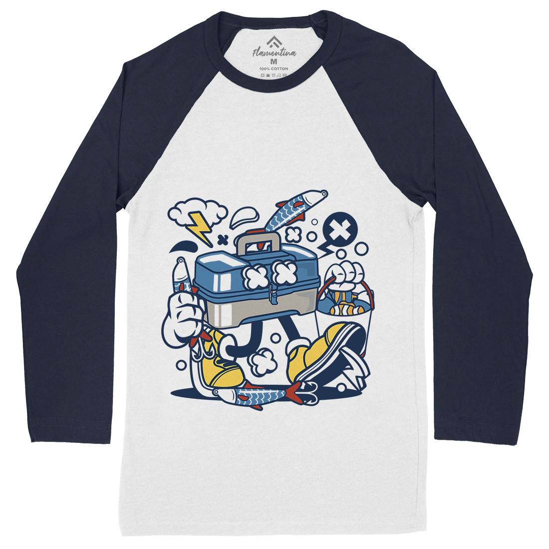 Box Mens Long Sleeve Baseball T-Shirt Fishing C110