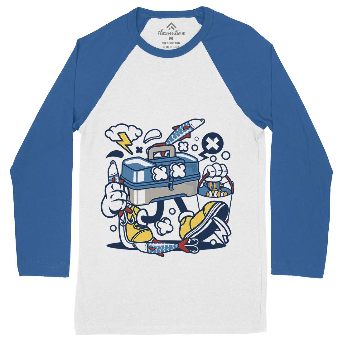 Box Mens Long Sleeve Baseball T-Shirt Fishing C110