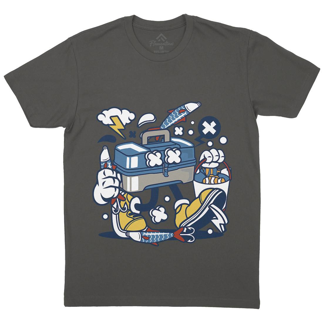 Box Mens Organic Crew Neck T-Shirt Fishing C110