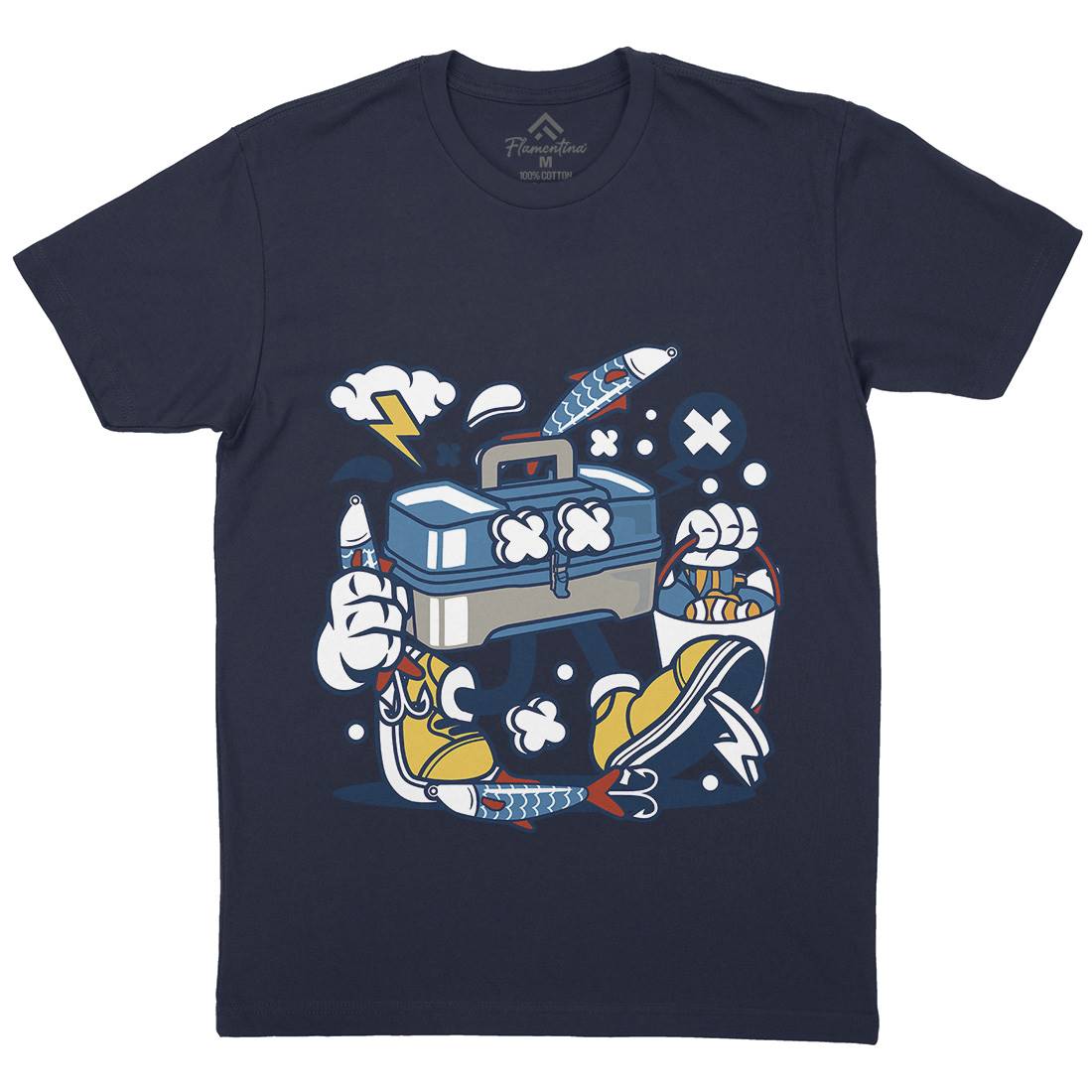 Box Mens Organic Crew Neck T-Shirt Fishing C110
