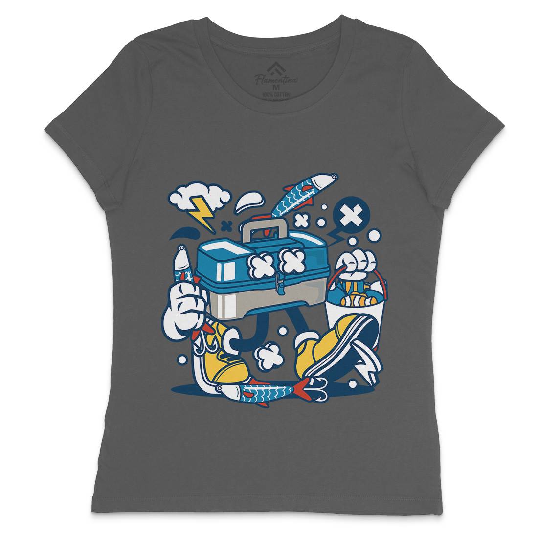 Box Womens Crew Neck T-Shirt Fishing C110