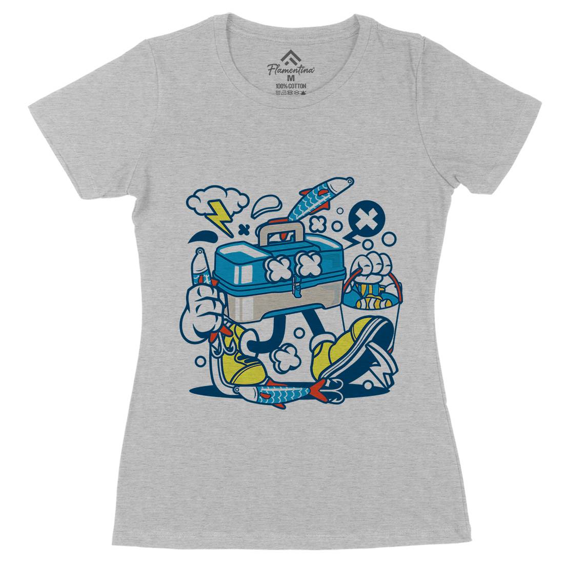 Box Womens Organic Crew Neck T-Shirt Fishing C110
