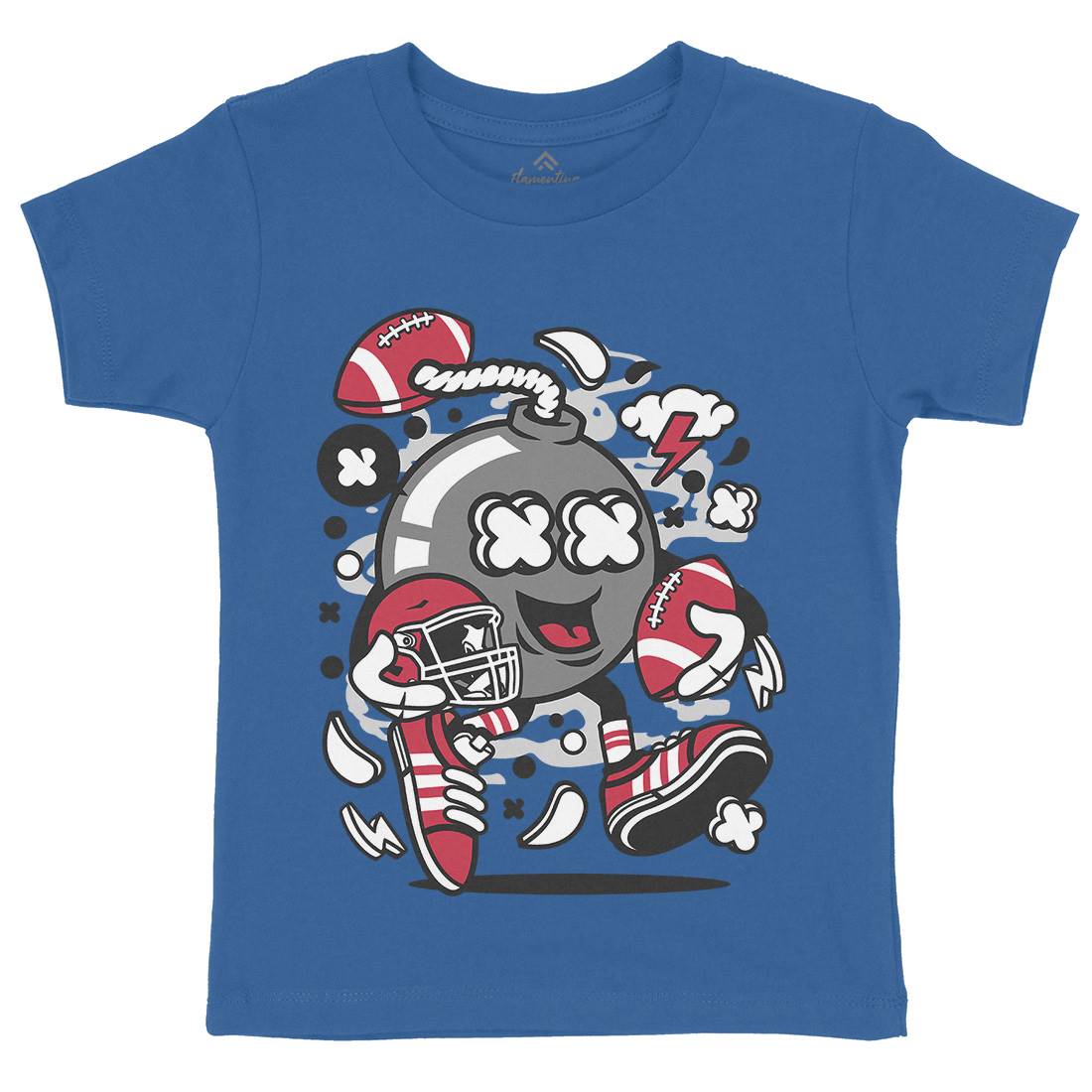 Football Bomb Kids Crew Neck T-Shirt Sport C112