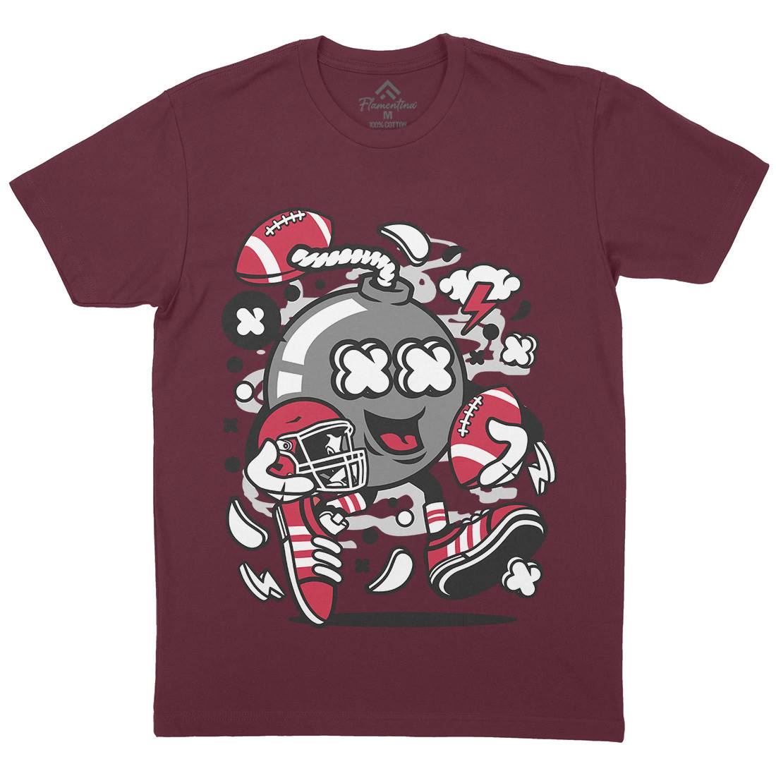 Football Bomb Mens Organic Crew Neck T-Shirt Sport C112