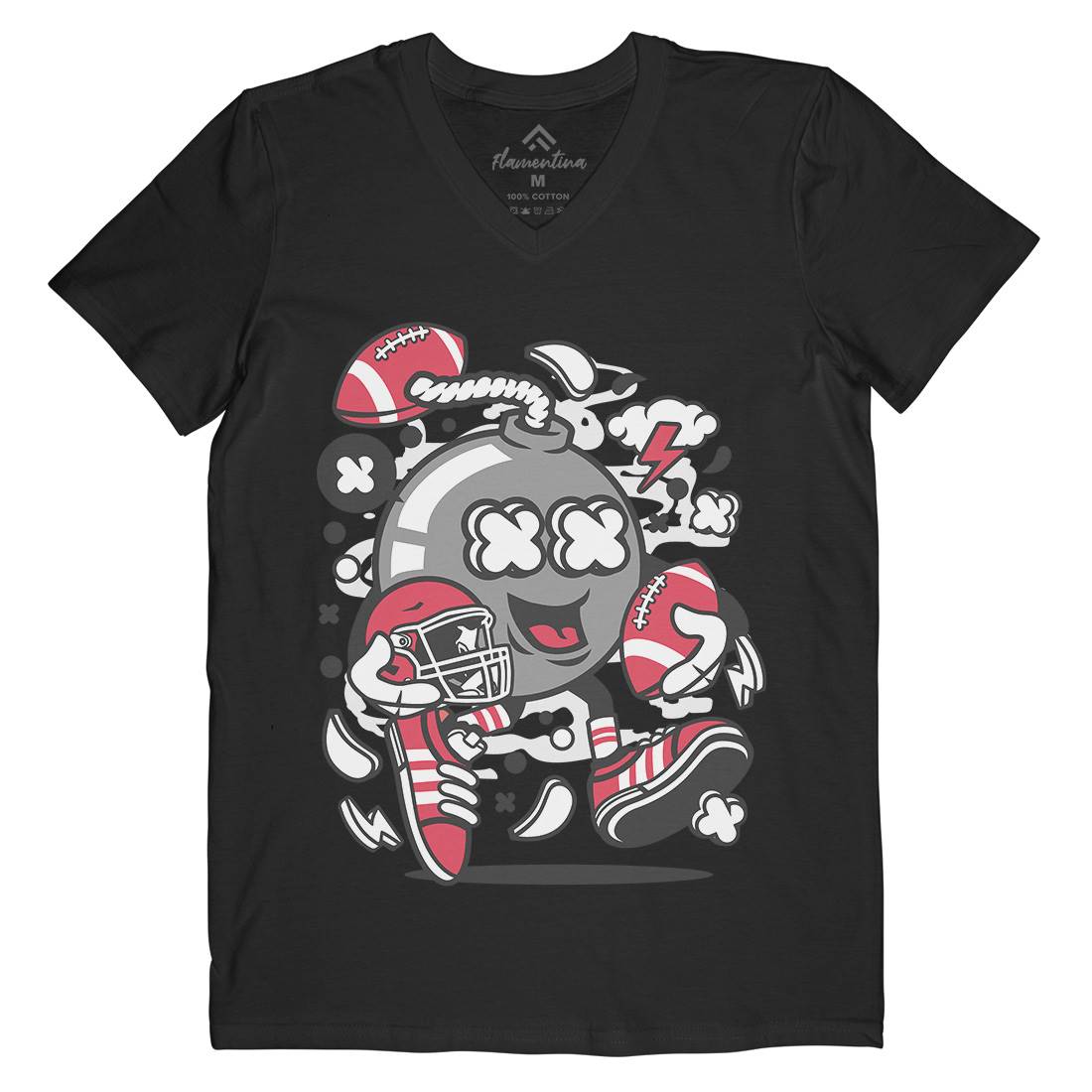Football Bomb Mens Organic V-Neck T-Shirt Sport C112