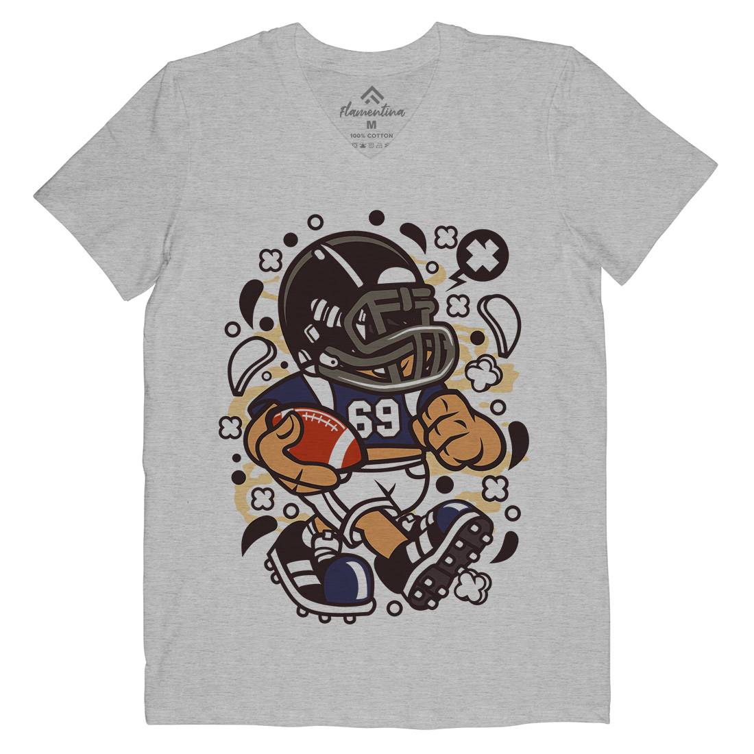Football Kid Mens Organic V-Neck T-Shirt Sport C113
