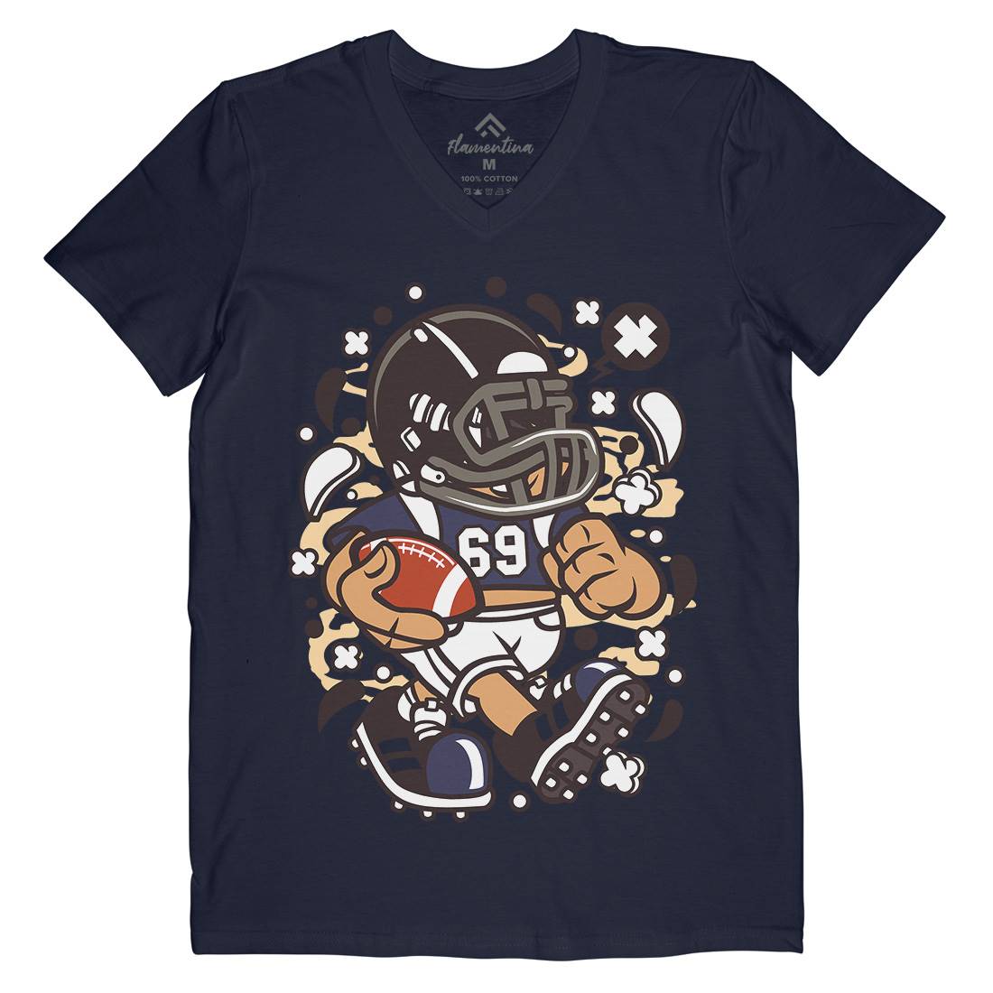 Football Kid Mens Organic V-Neck T-Shirt Sport C113