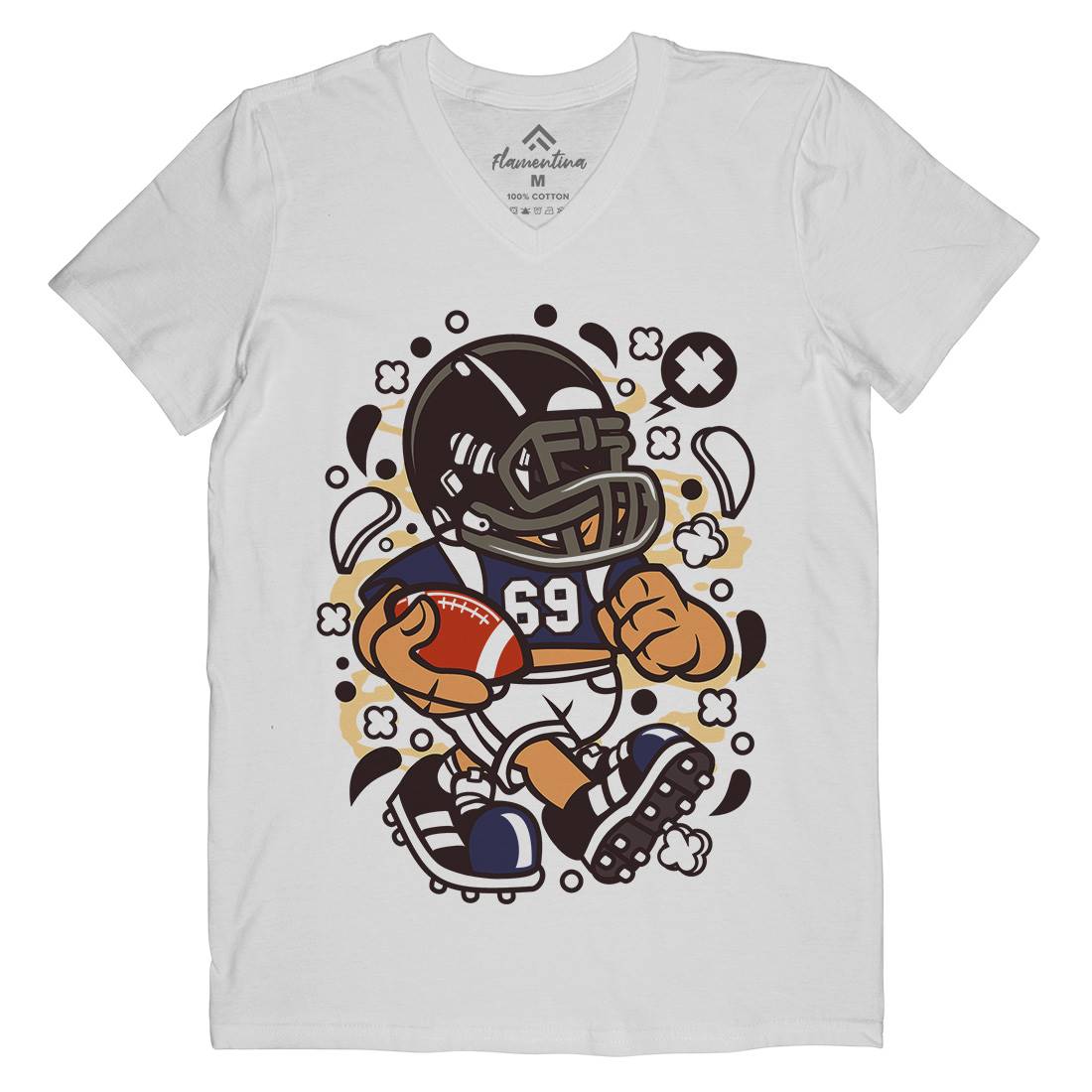 Football Kid Mens V-Neck T-Shirt Sport C113
