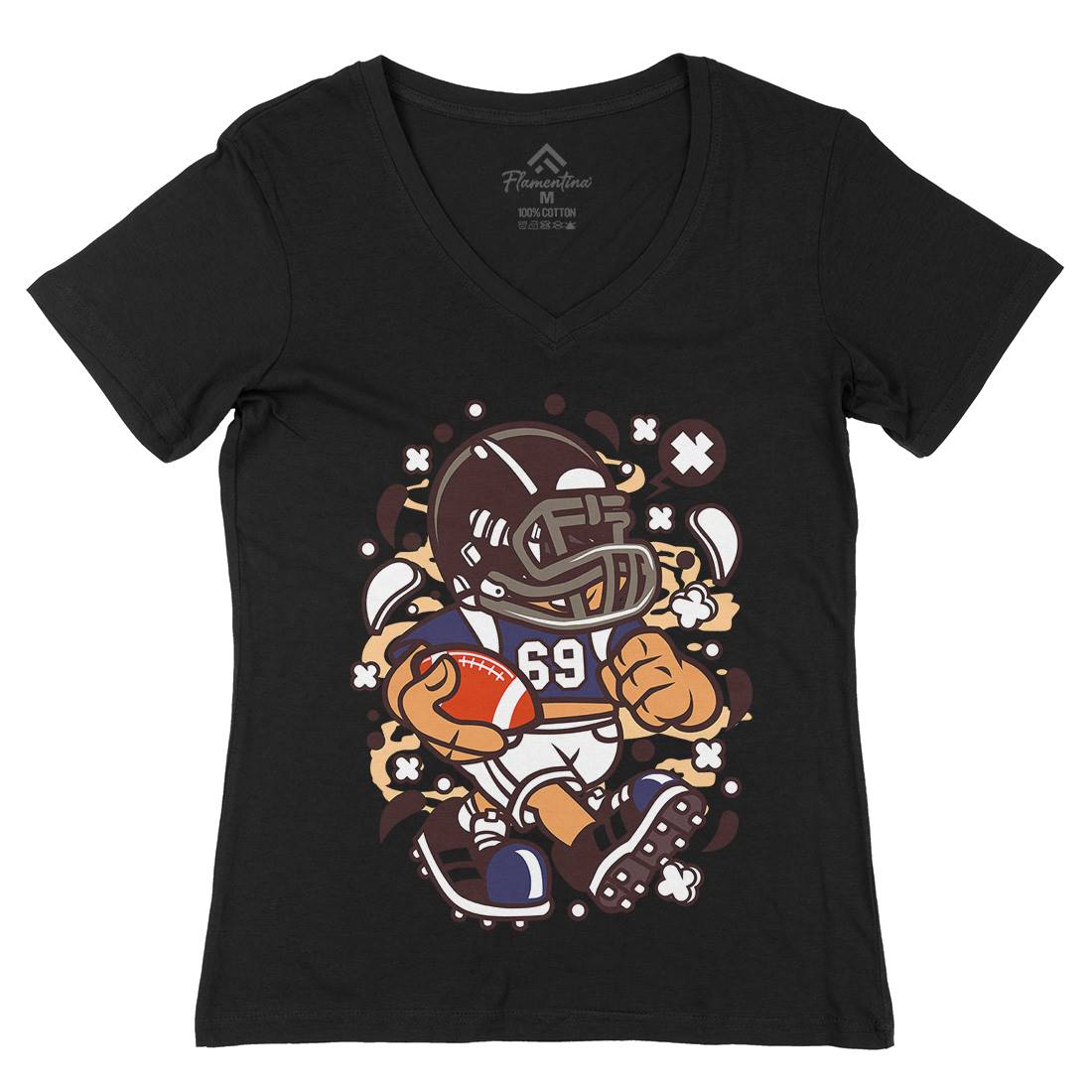 Football Kid Womens Organic V-Neck T-Shirt Sport C113