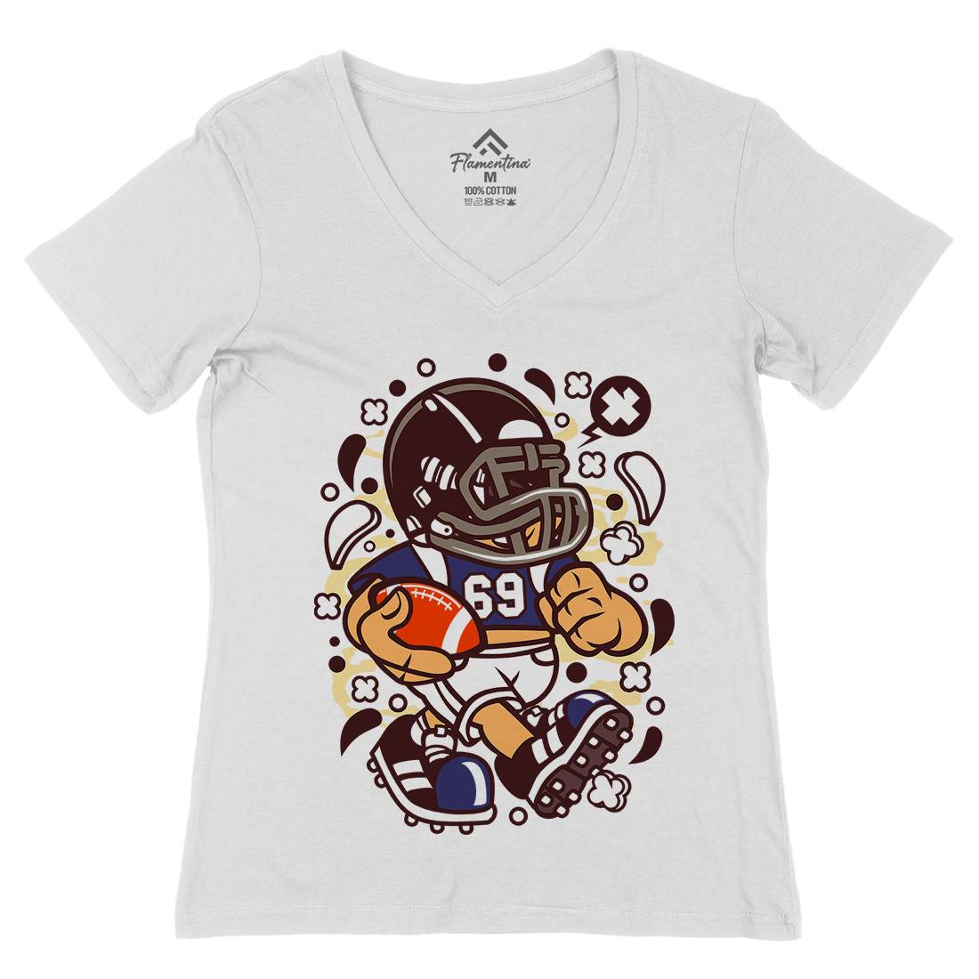 Football Kid Womens Organic V-Neck T-Shirt Sport C113