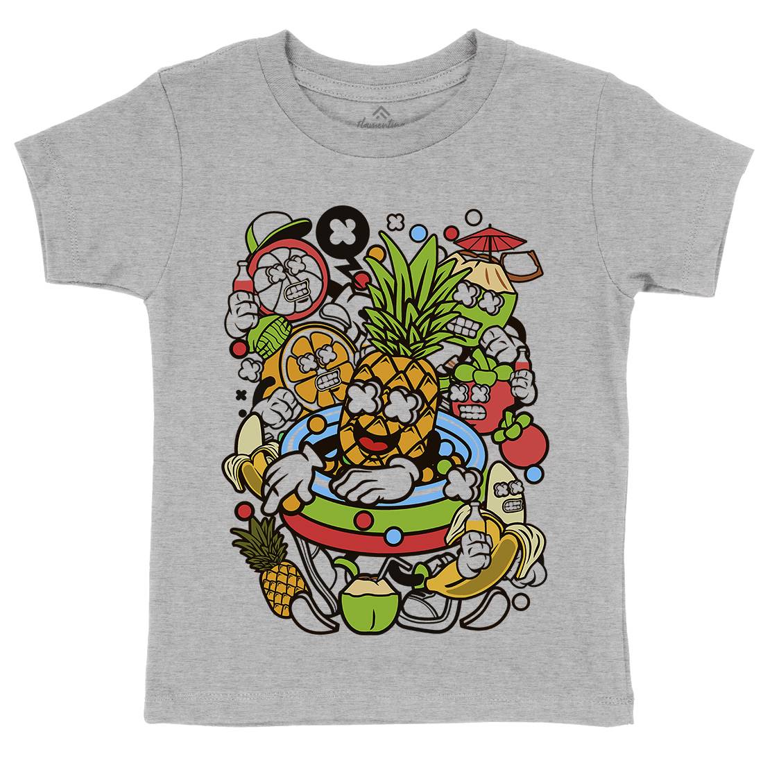 Fruit Party Kids Organic Crew Neck T-Shirt Food C117