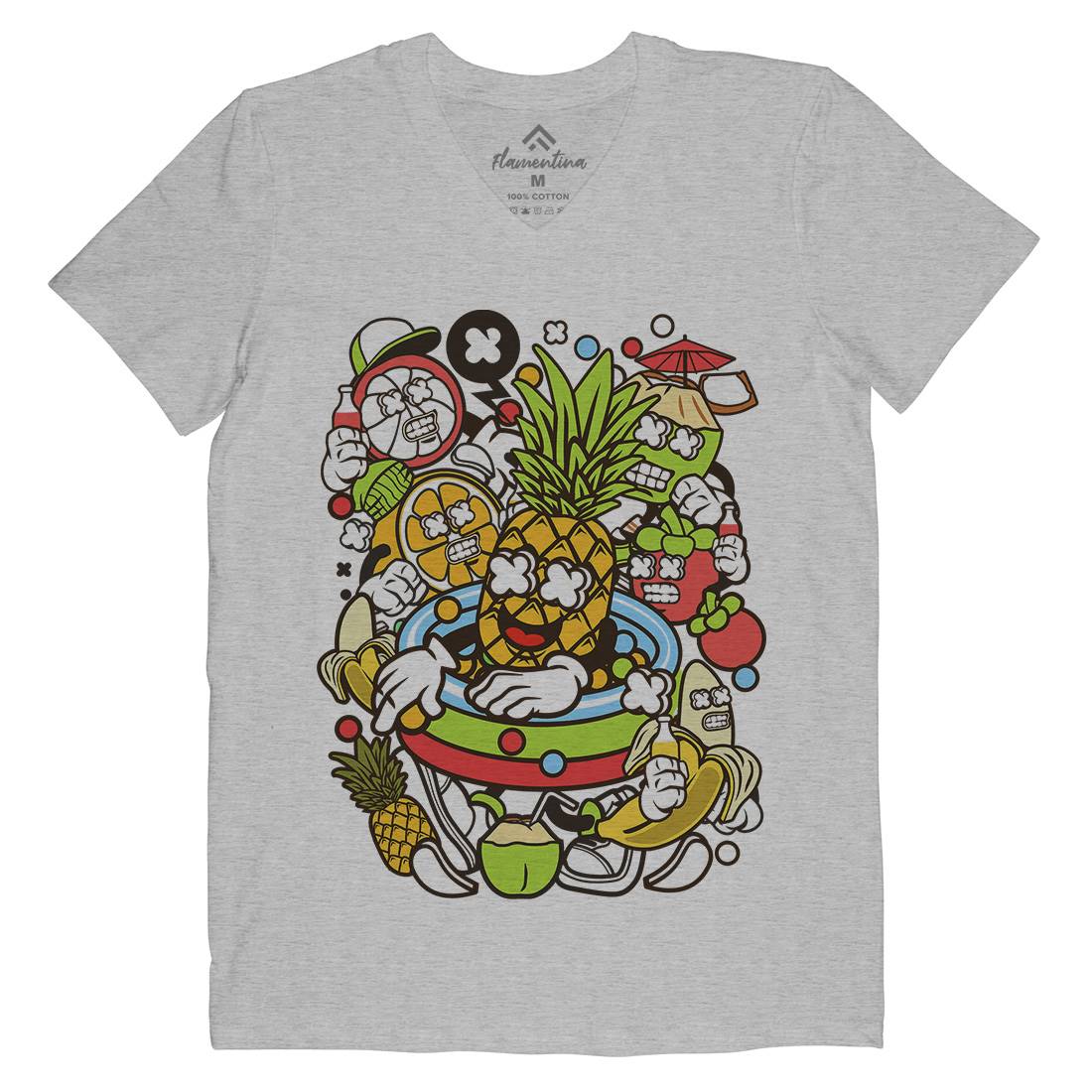 Fruit Party Mens Organic V-Neck T-Shirt Food C117