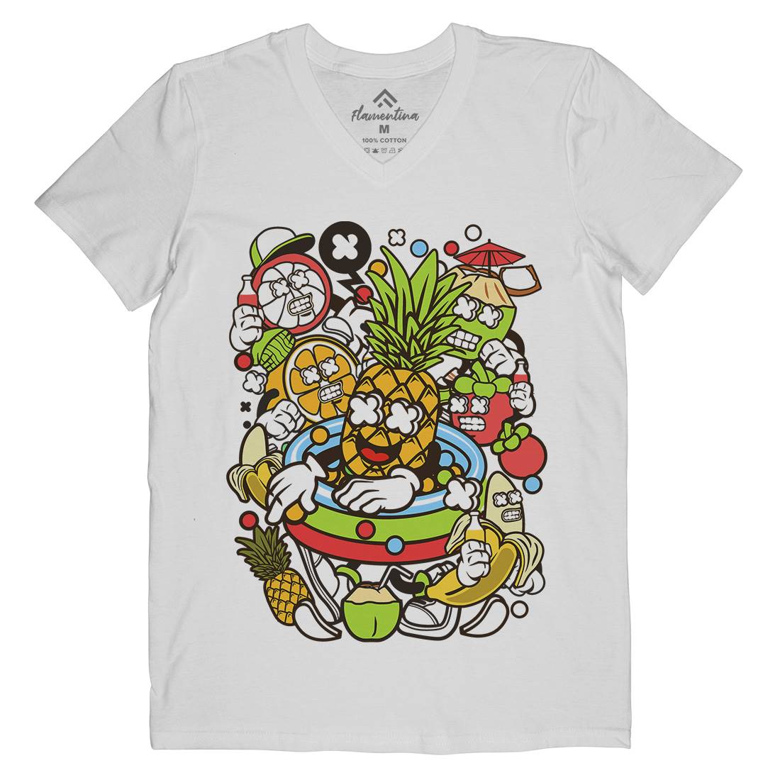 Fruit Party Mens Organic V-Neck T-Shirt Food C117
