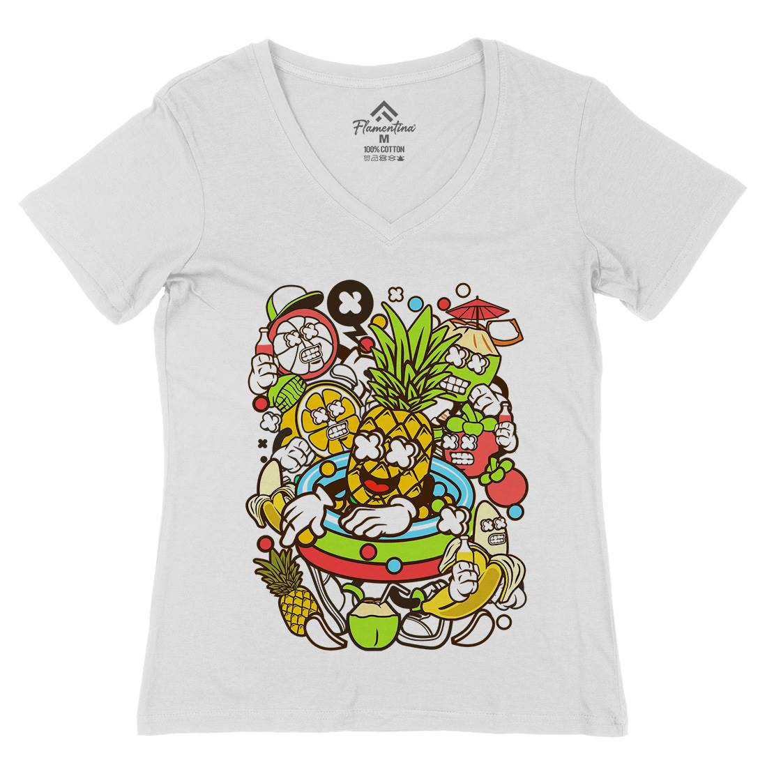 Fruit Party Womens Organic V-Neck T-Shirt Food C117