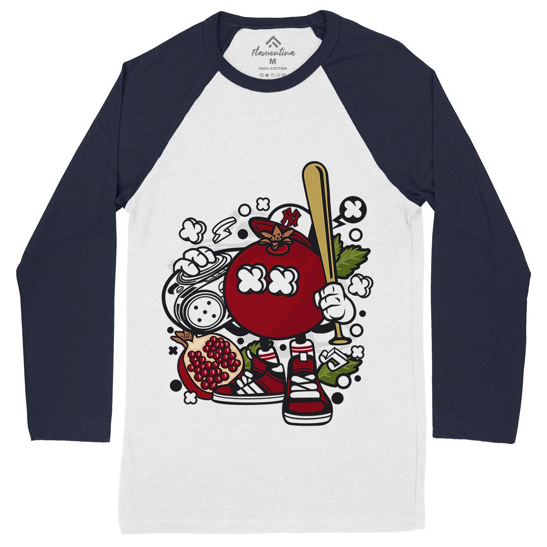 Pomegranate Mens Long Sleeve Baseball T-Shirt Food C119