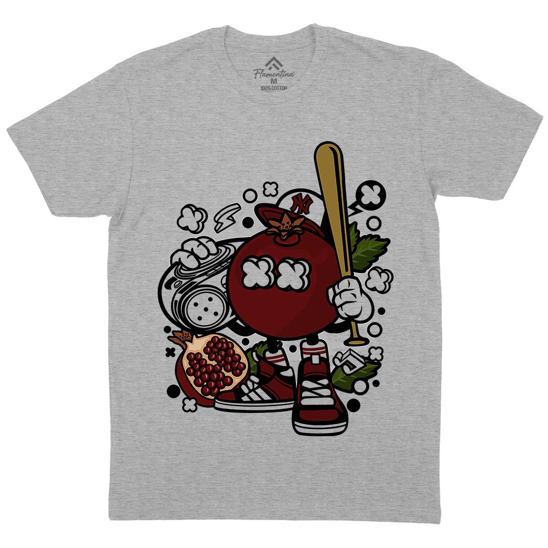 Pomegranate Mens Organic Crew Neck T-Shirt Food C119