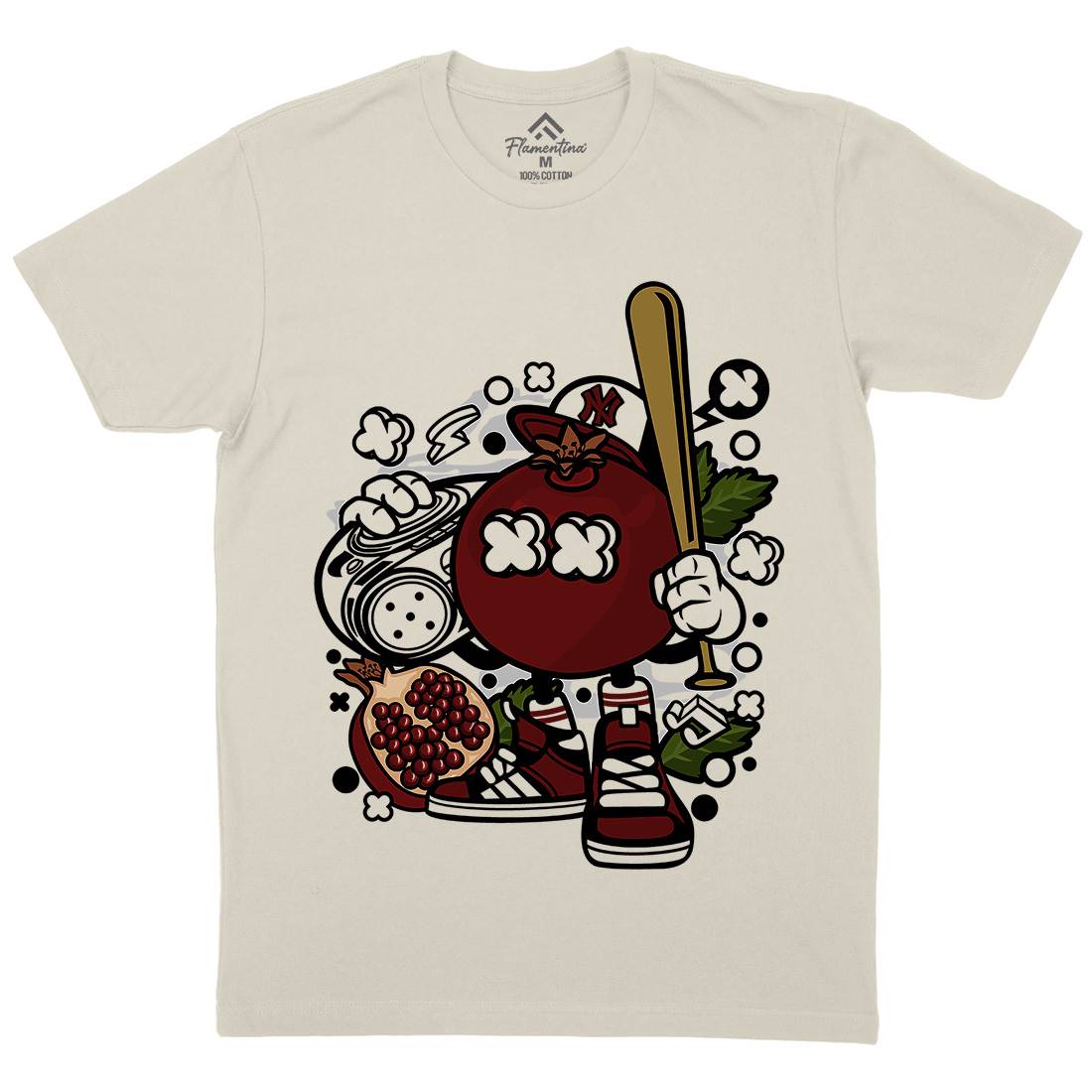 Pomegranate Mens Organic Crew Neck T-Shirt Food C119