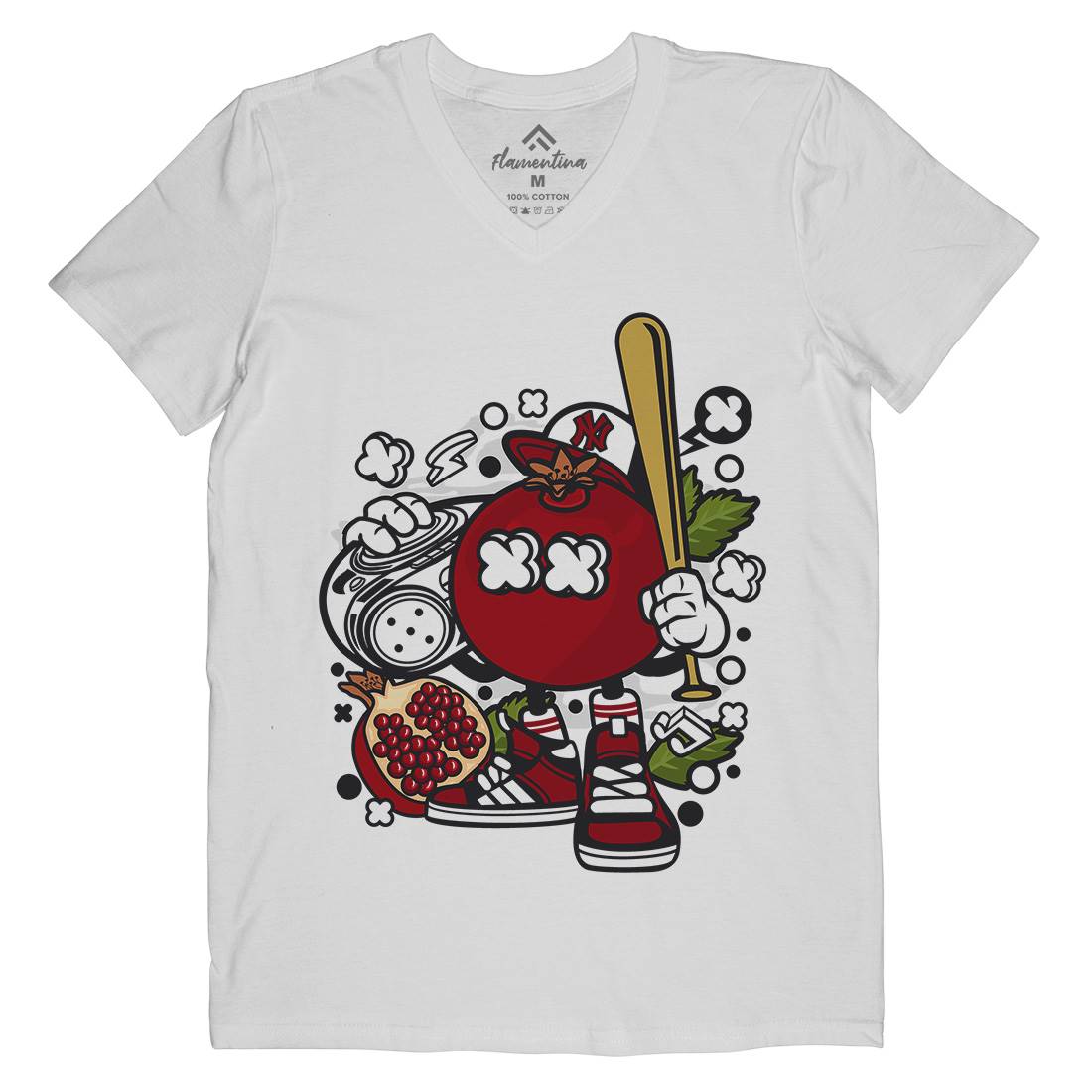 Pomegranate Mens V-Neck T-Shirt Food C119