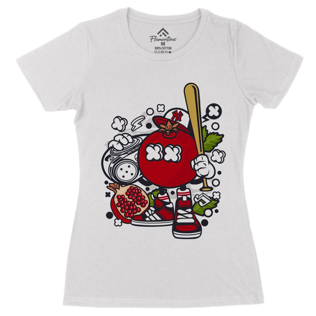 Pomegranate Womens Organic Crew Neck T-Shirt Food C119