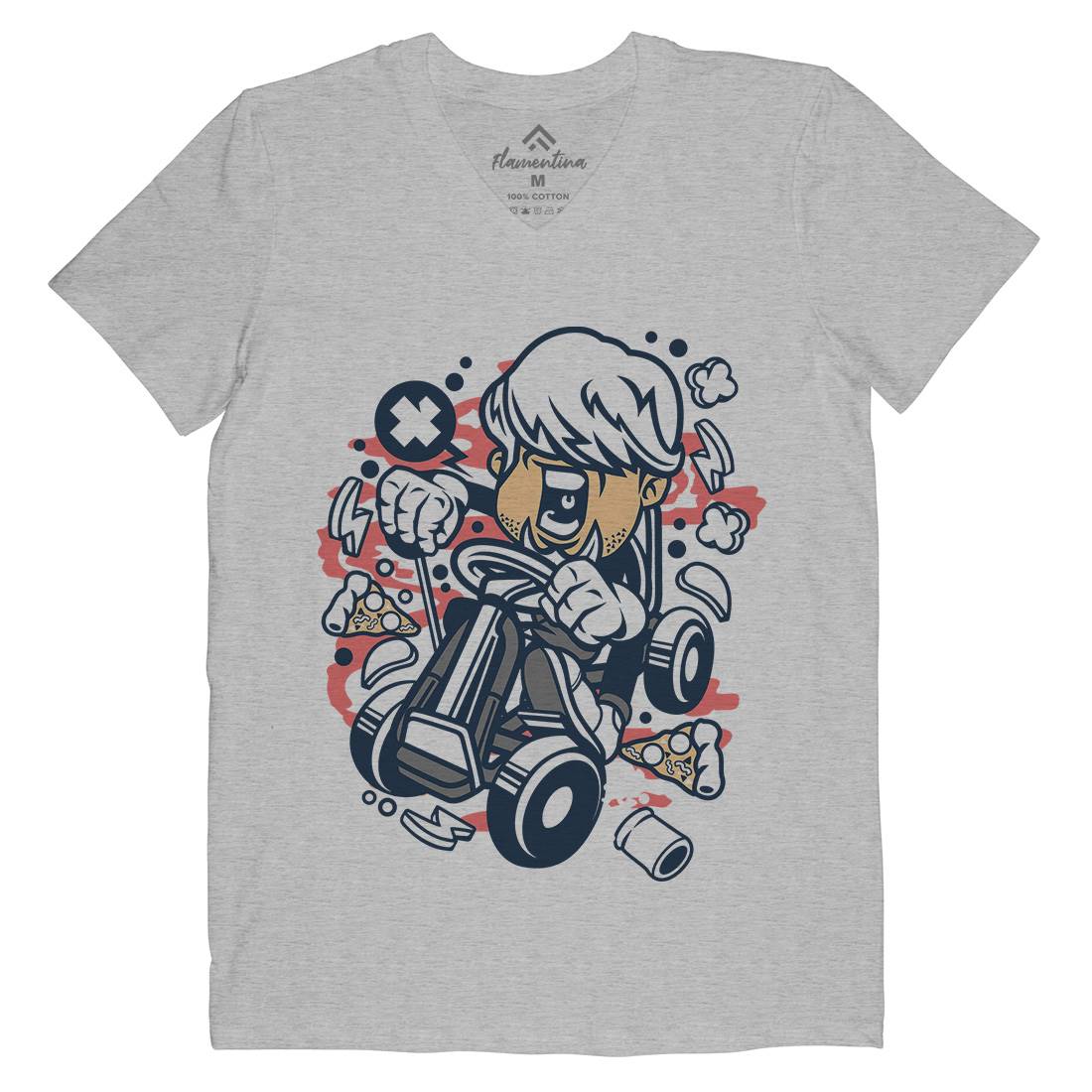 Go-Kart Bastard Mens Organic V-Neck T-Shirt Sport C123