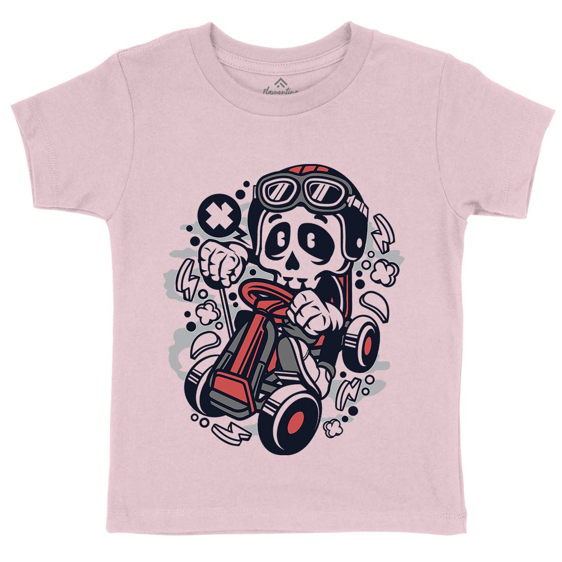 Go-Kart Skull Kids Crew Neck T-Shirt Sport C124