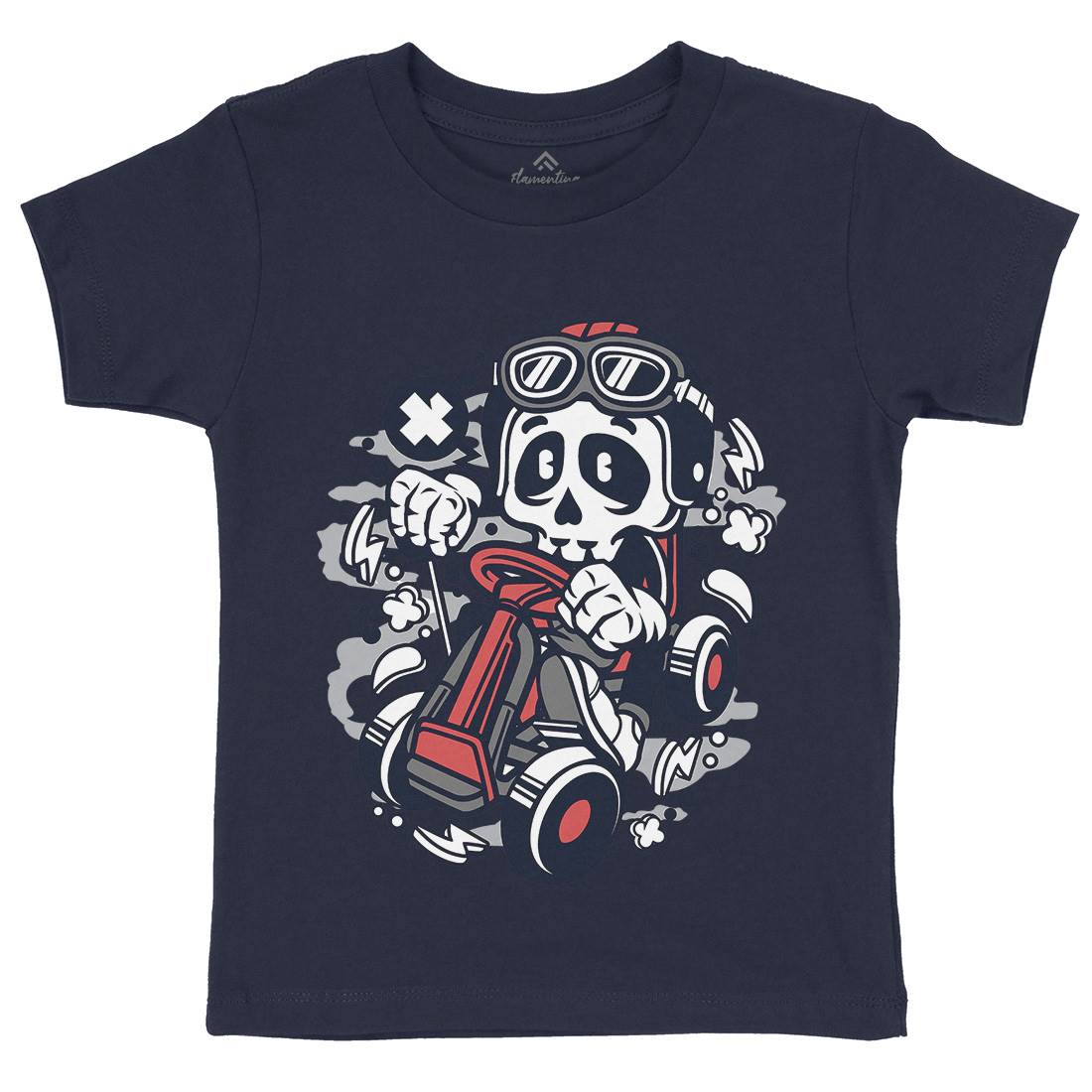 Go-Kart Skull Kids Crew Neck T-Shirt Sport C124