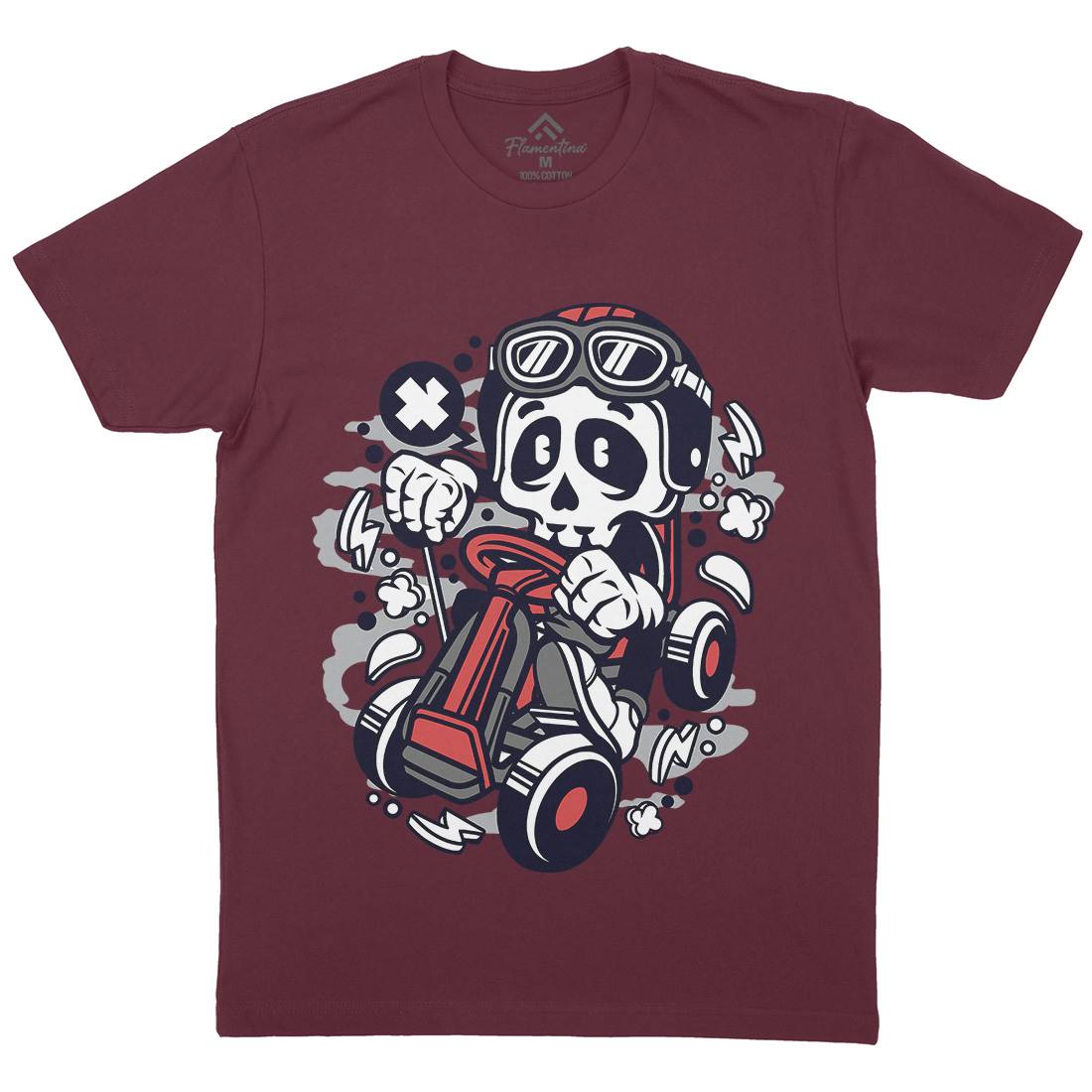 Go-Kart Skull Mens Crew Neck T-Shirt Sport C124